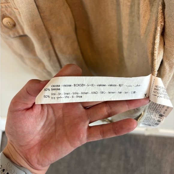 Zara Beige Linen Cargo Dress - Picture 5 of 5